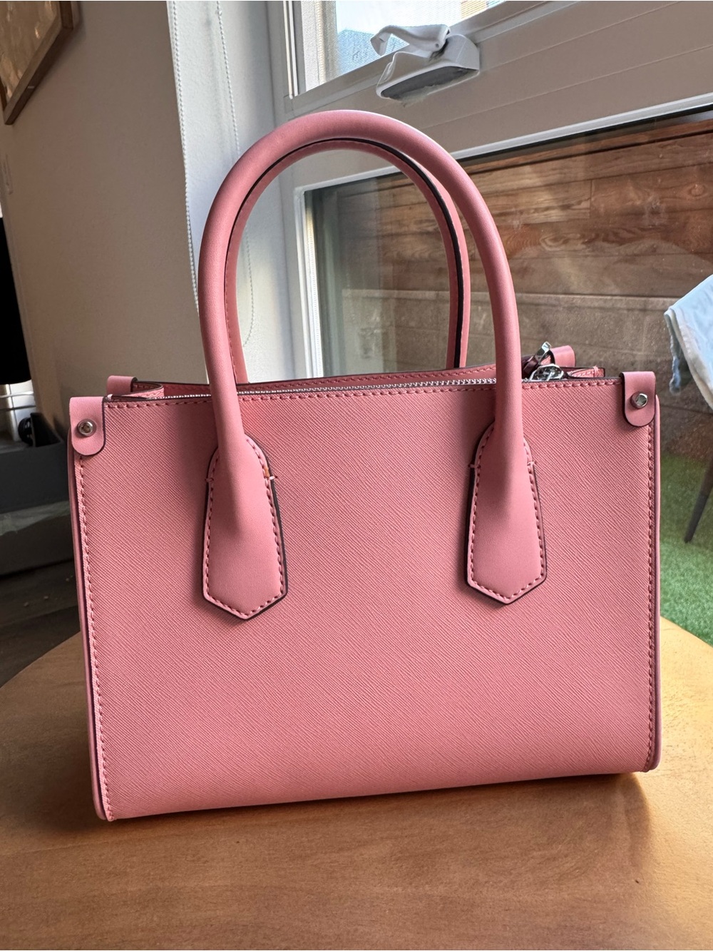 Michael Kors Rose Pink Saffiano Satchel with MK Charm - Picture 2 of 8